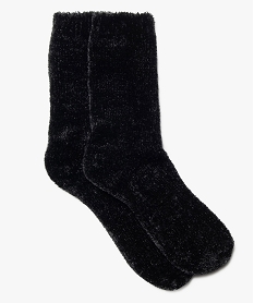 chaussettes en maille chenille douce et epaisse femme noir standard chaussettesB774201_1