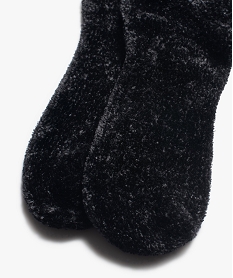 chaussettes femme en maille chenille douce et epaisse noir chaussettesB774201_2