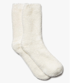 chaussettes en maille chenille douce et epaisse femme blanc chineB774501_1