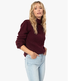 pull femme avec epaulettes et col montant rouge pullsB777001_1