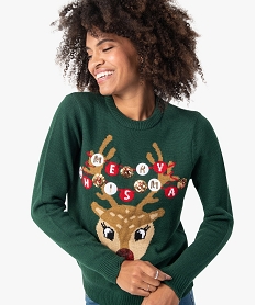 pull de noel femme a sequins et leds vert pullsB777801_2