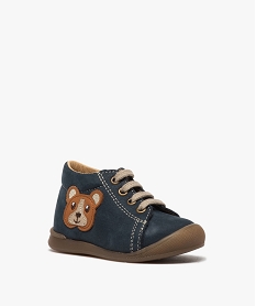 chaussures premiers pas bebe garcon motif ourson bleu bebe