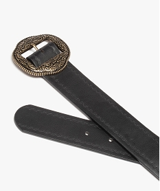 ceinture femme avec boucle metallique ciselee noirB783901_2
