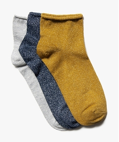 GEMO Chaussettes femme à paillettes tige courte (lot de 3 paires) bleu standard