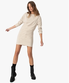 robe femme facon sweat avec surpiqures beige robesB786201_1