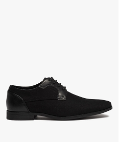 GEMO Derbies homme unis en toile et matière lisse Noir