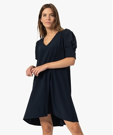 robe femme forme trapeze a manches courtes bleu robesB795101_1