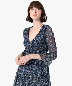 blouse femme a motifs fleuris et decollete cache-cour imprime blousesB809301_1