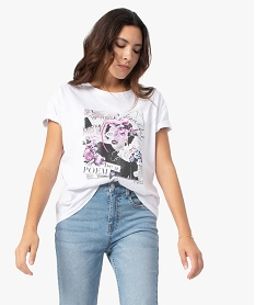 tee-shirt femme avec motif positif blanc t-shirts manches longuesB809701_1