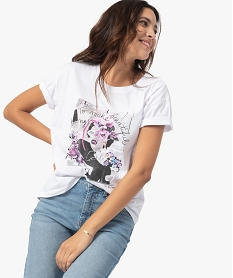 tee-shirt femme avec motif positif blanc t-shirts manches longuesB809701_2
