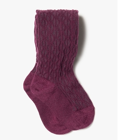 GEMO Collants bébé fille épais en maille torsadée unie violet standard