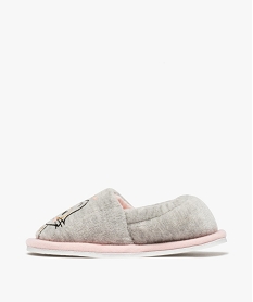 chaussons fille en velours ras imprime chat grisB813901_3