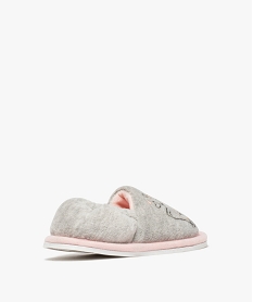 chaussons fille en velours ras imprime chat grisB813901_4