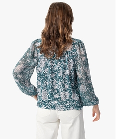 blouse femme en voile avec rayures pailletees sur les manches imprime t-shirts manches longuesB814801_3