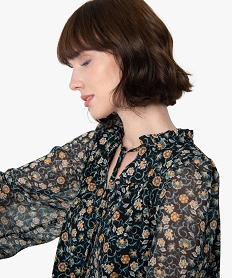 blouse femme en voile avec rayures pailletees sur les manches imprime t-shirts manches longuesB814901_2