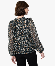 blouse femme en voile avec rayures pailletees sur les manches imprime t-shirts manches longuesB814901_3