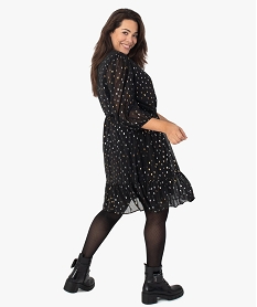 robe femme a manches 34 avec motifs scintillants noirB816601_3