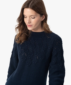 robe pull femme avec maille fantaisie sur le haut bleu robesB818701_2