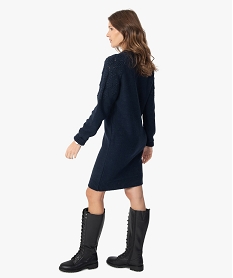 robe pull femme avec maille fantaisie sur le haut bleu robesB818701_3