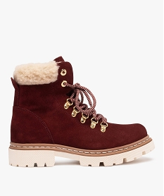 boots fourrees femme dessus cuir a col sherpa rouge bottines et bootsB823701_1