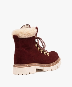 boots fourrees femme dessus cuir a col sherpa rouge bottines et bootsB823701_4