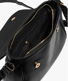 sac femme forme cartable avec rabat matelasse noir sacs a mainB833201_3