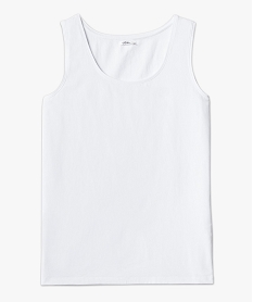 GEMO Débardeur femme grande taille uni en coton extensible blanc standard