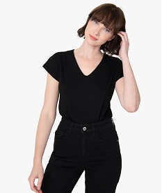 body femme coupe tee-shirt a manches courtes noir t-shirts manches courtesB894601_1