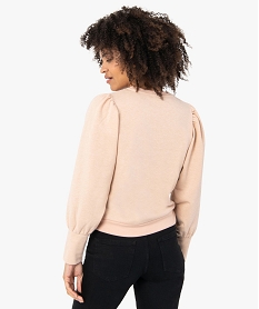 sweat femme a paillettes et manches ballon rose sweatsB895801_3