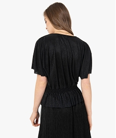 tee-shirt femme scintillant avec manches chauve-souris noir t-shirts manches courtesB896201_3