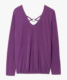 tee-shirt femme avec decollete dos fantaisie violet t-shirts manches longuesB896401_4