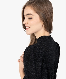 tee-shirt femme scintillant avec manches bouffantes noir t-shirts manches longuesB896501_2