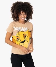 tee-shirt femme coupe ample - disney animals beige t-shirts manches courtesB898501_1