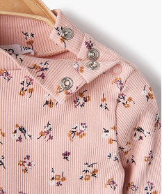 tee-shirt bebe fille en maille cotelee a motifs fleuris rose tee-shirts manches longuesB900301_2