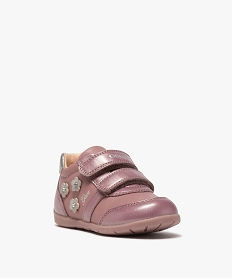 chaussures bebe fille a scratch decor fleurs - geox roseB917001_2