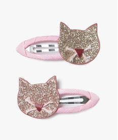 GEMO Pinces à cheveux fille avec tête de chat (lot de 2) Rose