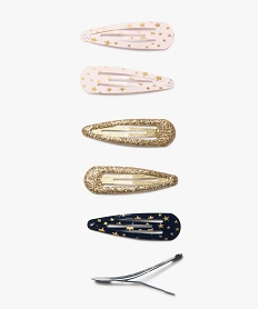 GEMO Barrettes clic-clac motifs étoiles et paillettes fille (lot de 6) Multicolore