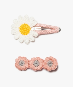 GEMO Pinces à cheveux fille avec fleurs brodées (lot de 2) Multicolore