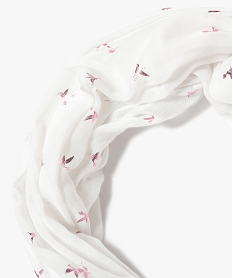 foulard fille snood imprime colibris brillants blancB942301_2