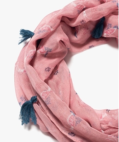 foulard fille snood imprime oiseaux et pompons rose foulards echarpes et gantsB942401_2