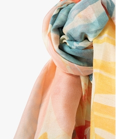 foulard femme a motifs fleuris effet mousseline multicoloreB970601_2