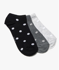 GEMO Chaussettes fille tige ultra-courte à pois (lot de 3) noir chine