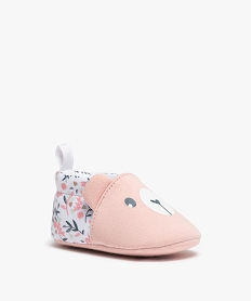 chaussons de naissance bebe fille ourson fleuri rose chaussures de naissanceB977701_2