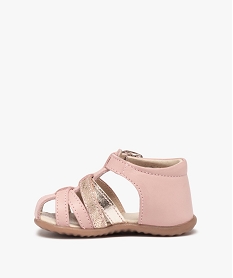 sandales premiers pas bebe fille a brides en cuir roseB979301_3