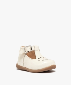 babies premiers pas bebe fille en cuir uni et vernis blancB979401_2