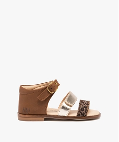 GEMO Sandales bébé fille à scratch dessus cuir métallisé – NA! Brun