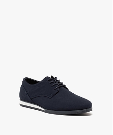 derbies garcon en toile unie et semelle contrastante bleu chaussures bassesB986701_2