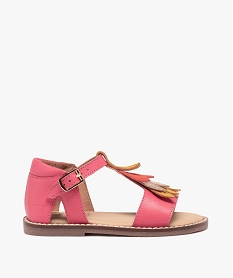 GEMO Sandales fille dessus cuir et franges colorées – NA! rose vif