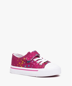 baskets fille en toile a lacets elastiques - les supaires rose tennis en toileB994201_2