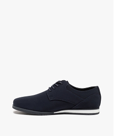 derbies garcon unis en toile fermeture lacets bleu chaussures bassesB996301_3